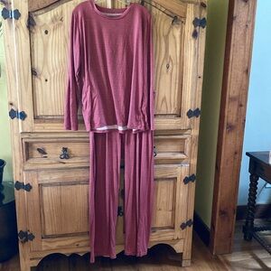 Women’s Real Essentials orange sienna striped soft 2 piece pajamas set size XL